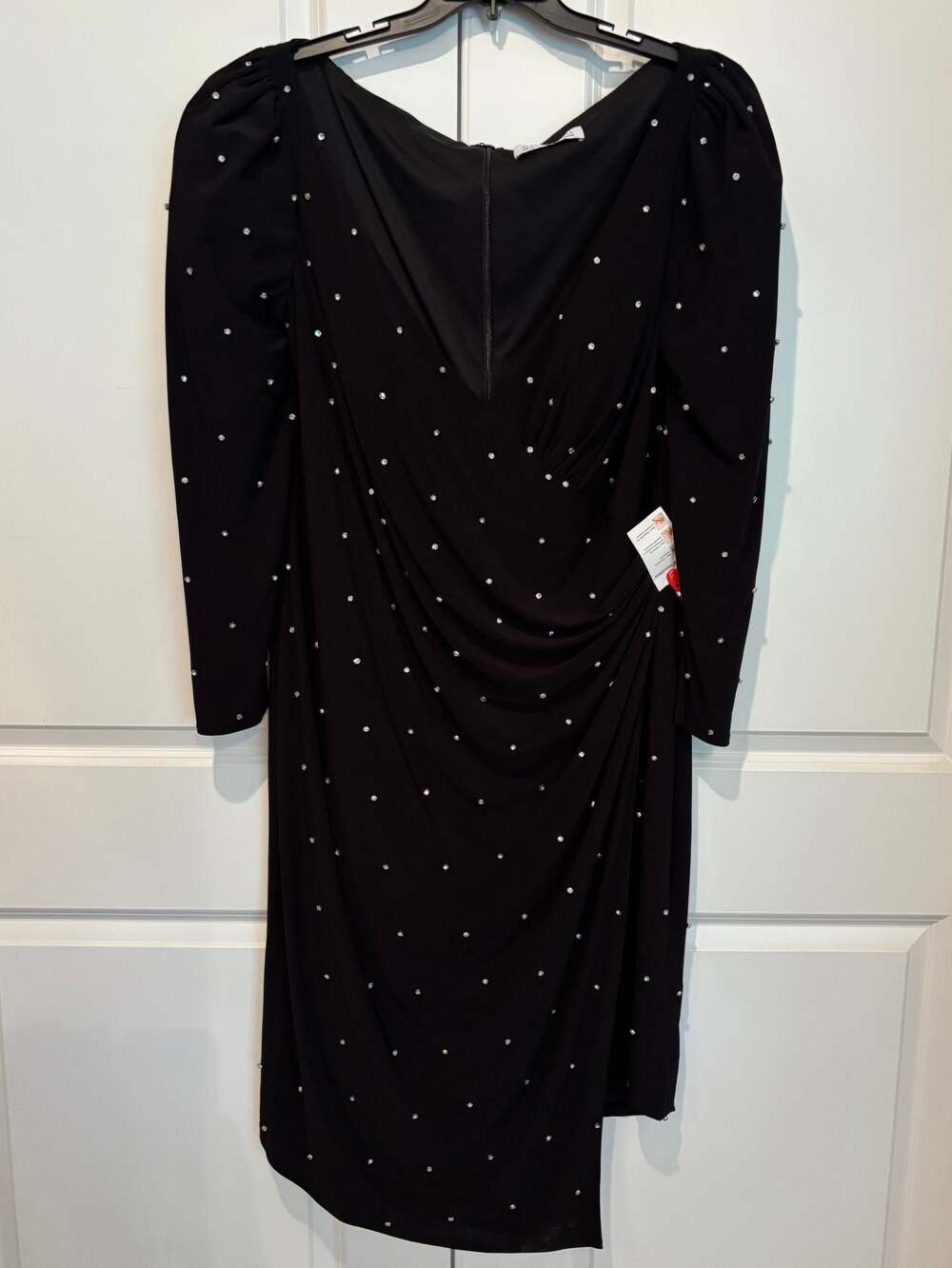 Mac Duggal Rhinestone Embellished Faux Wrap Jersey Dress Size 22